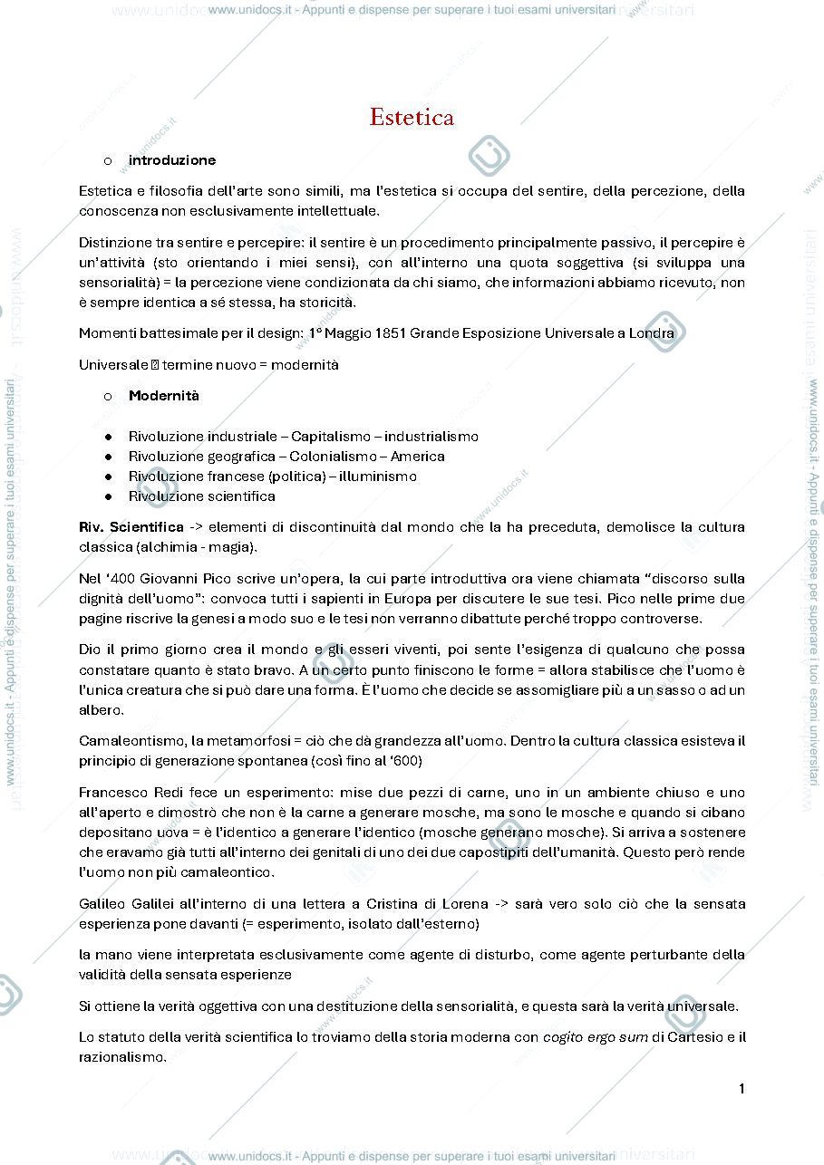 Anteprima pagina 1 — Estetica Esercitazione 1 