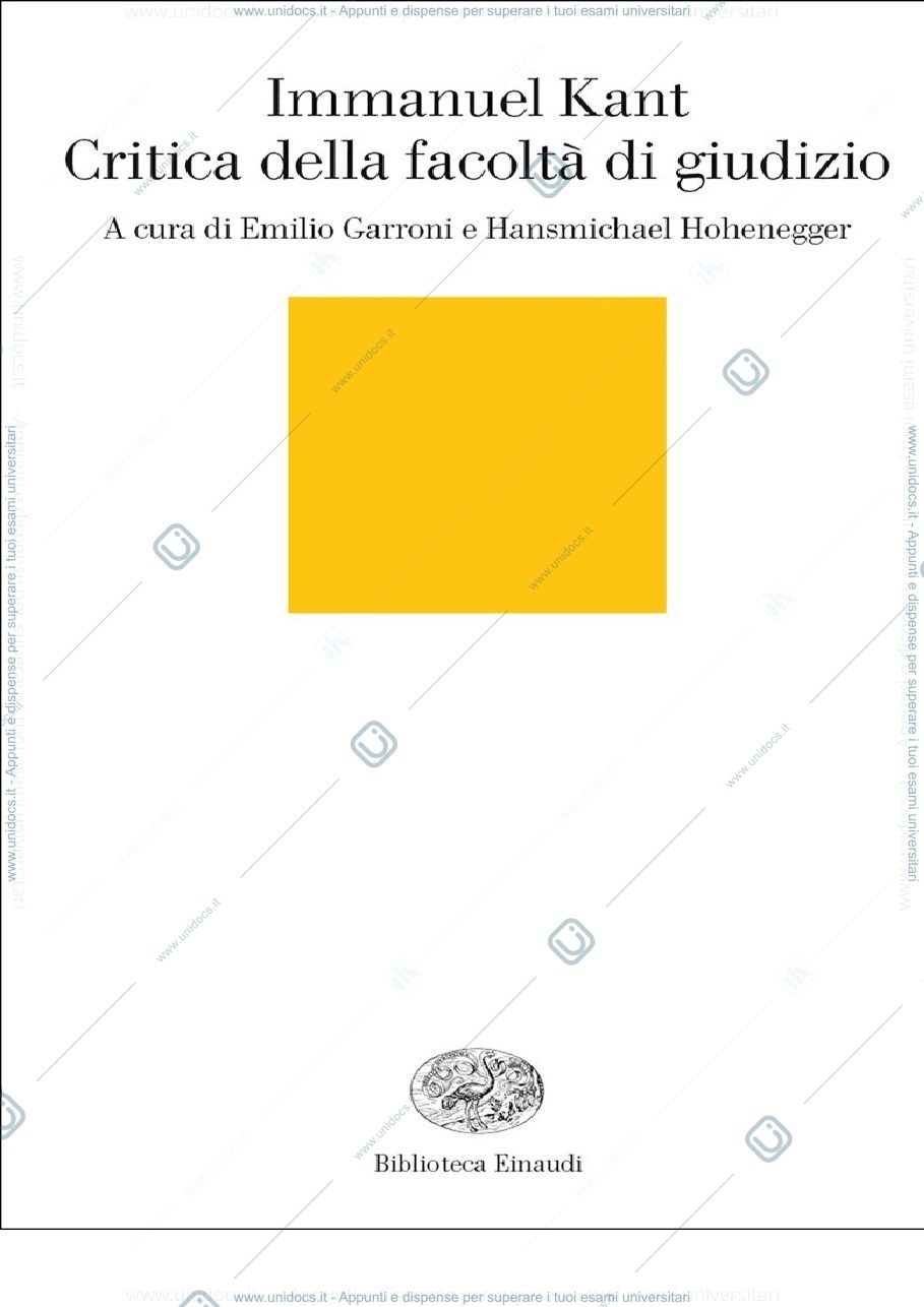 Anteprima pagina 1 — Critica della facoltà di giudizio