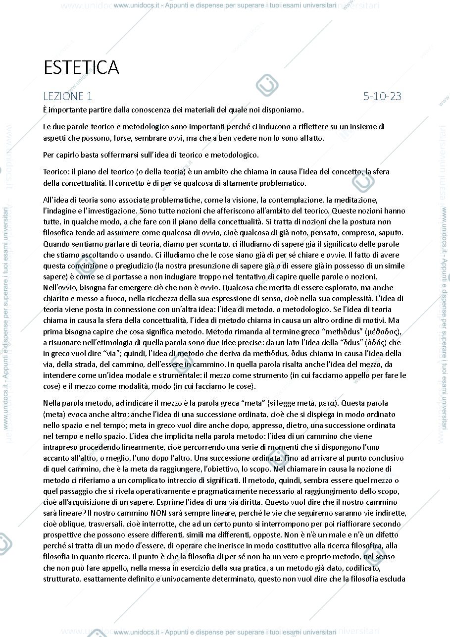 Anteprima pagina 1 — appunti di estetica