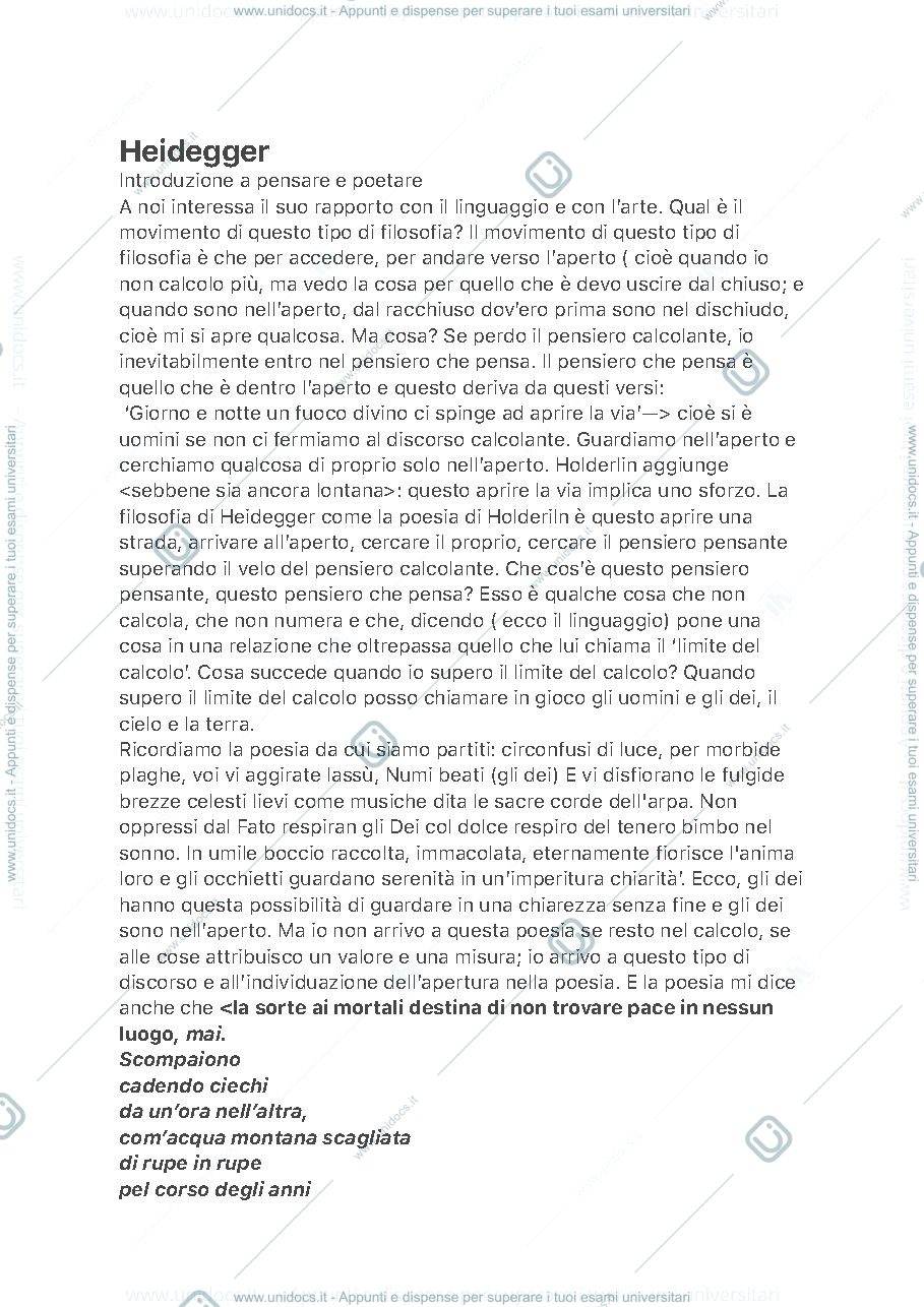 Anteprima pagina 1 — Heidegger essere e tempo pensare e poetare