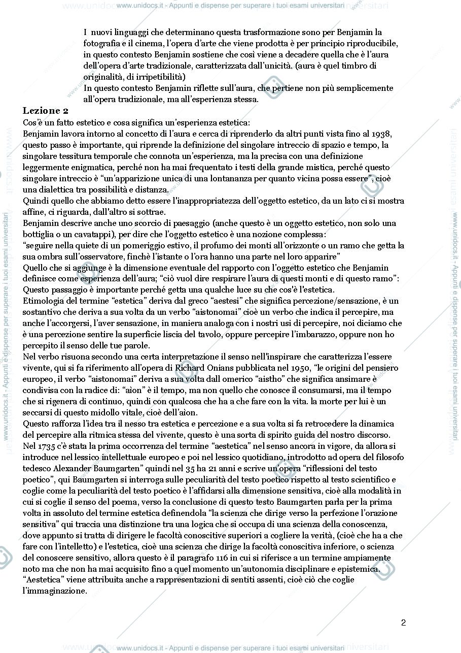 Anteprima pagina 2 — Riassunti estetica