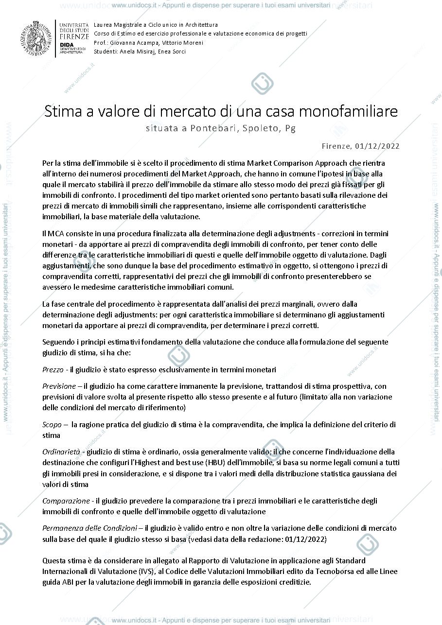Anteprima pagina 1 — stima a valore di mercato