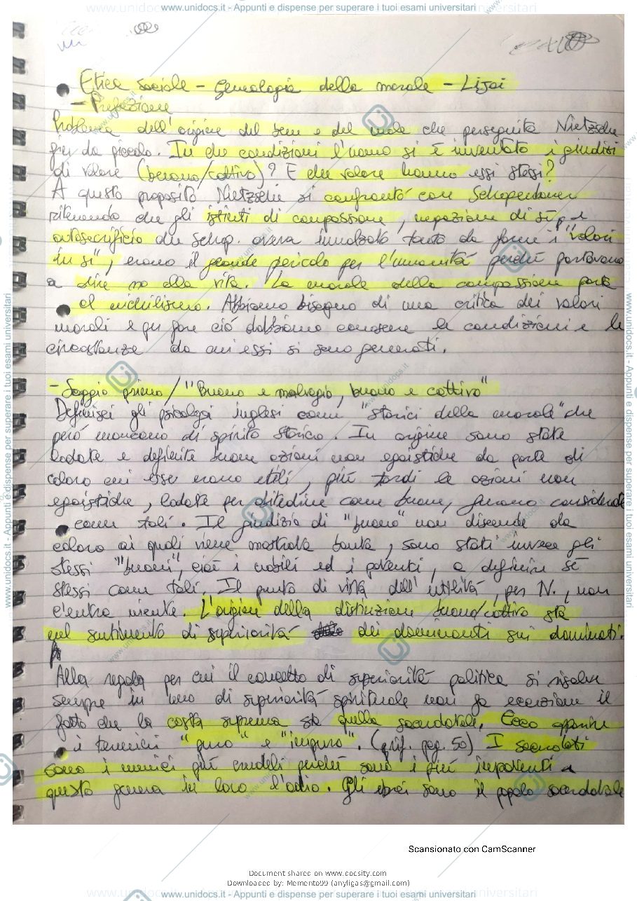 Anteprima pagina 2 — Riassunto "Genealogia della morale "- Nietzsche