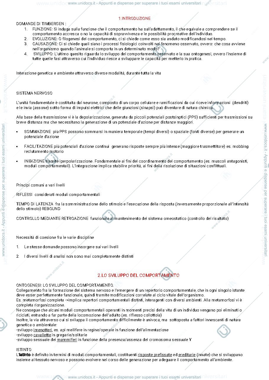 Anteprima pagina 1 — Il comportamento animale