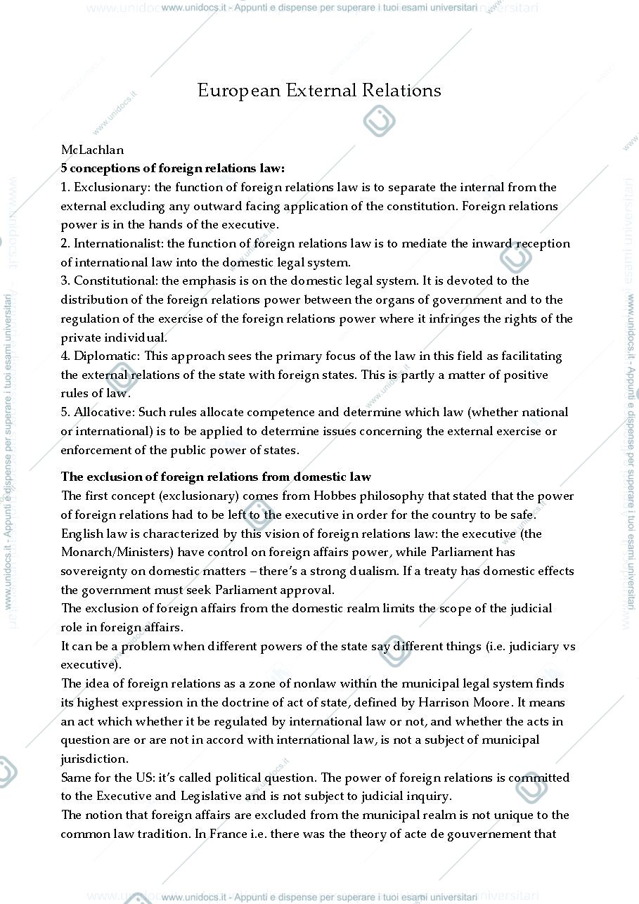 Anteprima pagina 1 — EUROPEAN EXTERNAL RELATIONS - NON ATTENDING STUDENT