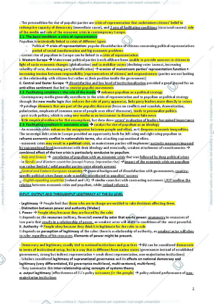 Anteprima pagina 2 — EU politics and policies - Appunti e readings integrati