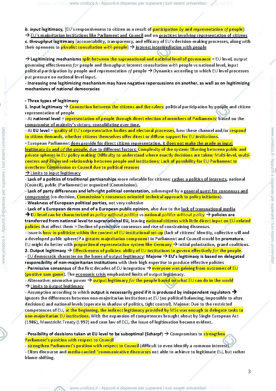 Anteprima pagina 3 — EU politics and policies - Appunti e readings integrati
