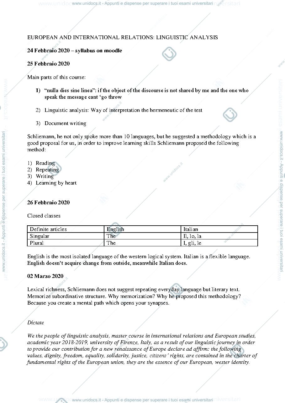 Anteprima pagina 1 — Linguistic analysis 