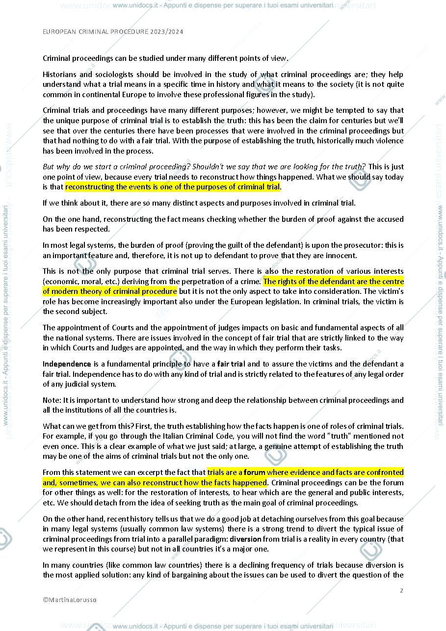 Anteprima pagina 3 — European Criminal Procedure Notes (sbobine + quiz)