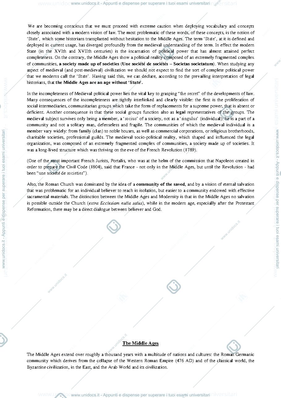 Anteprima pagina 3 — Riassunto programma di European History of Law