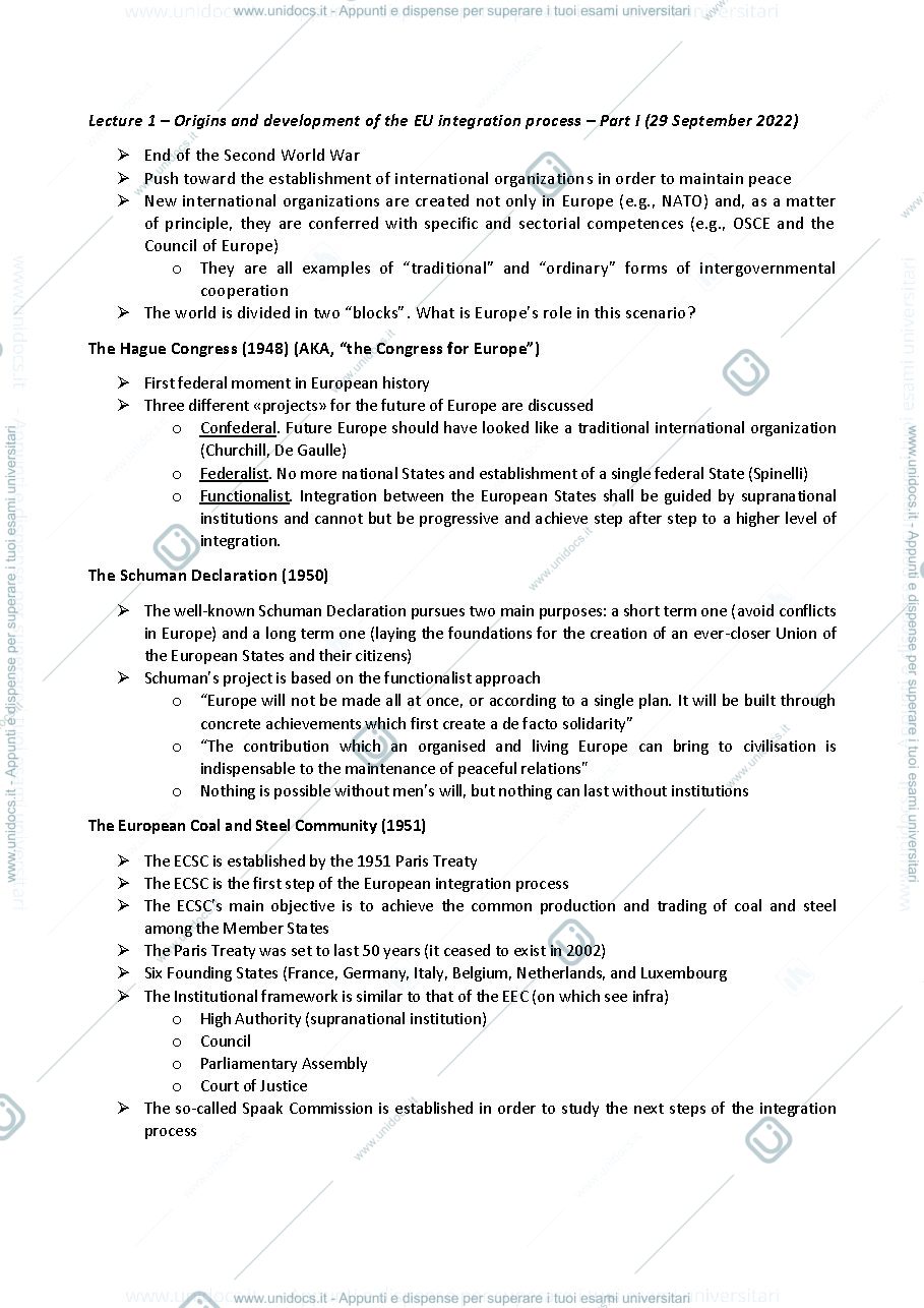 Anteprima pagina 2 — Appunti completi e integrati di European Union Law - Prof. Calzolari