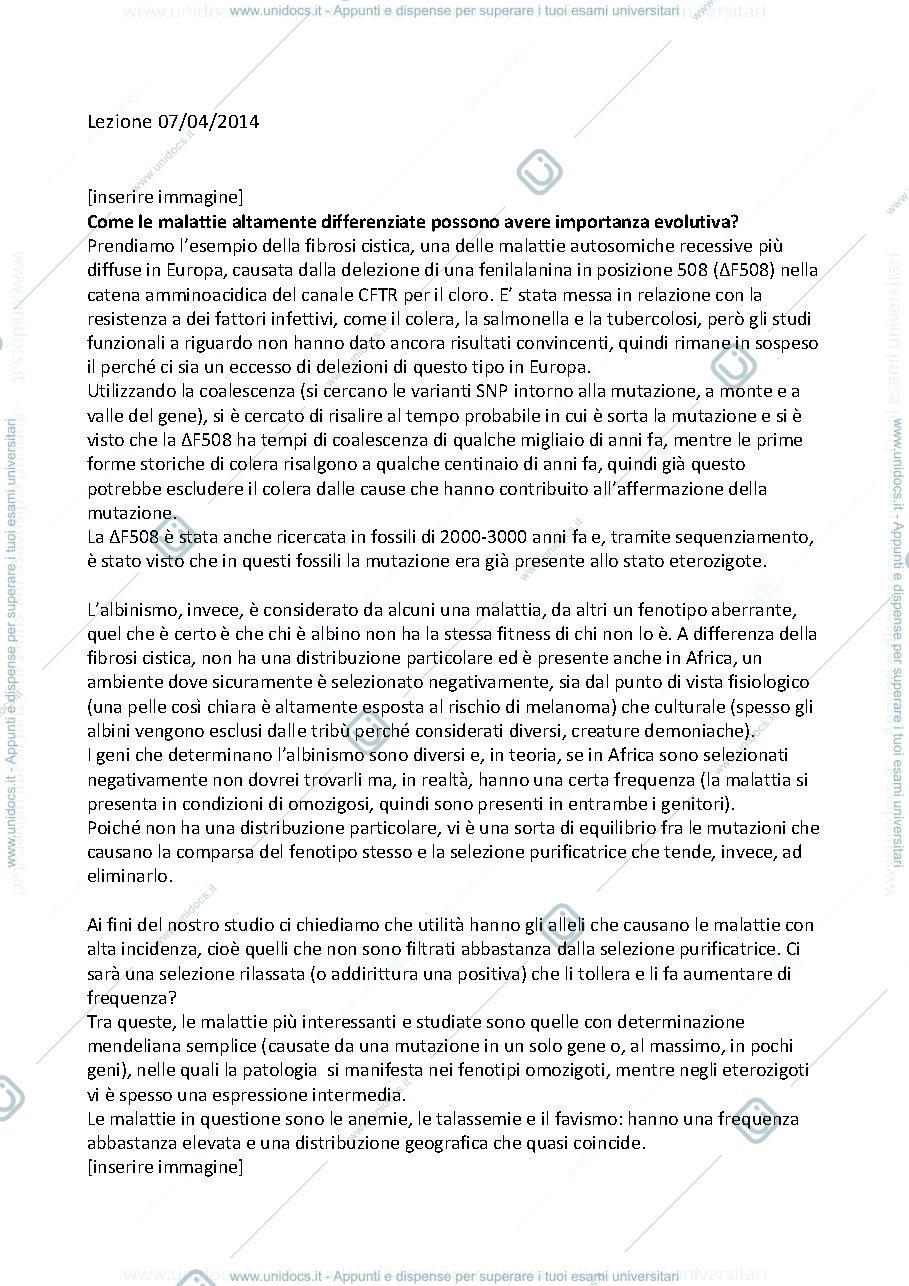 Anteprima pagina 1 — Come le malattie altamente differenziate possono avere importanza evolutiva?