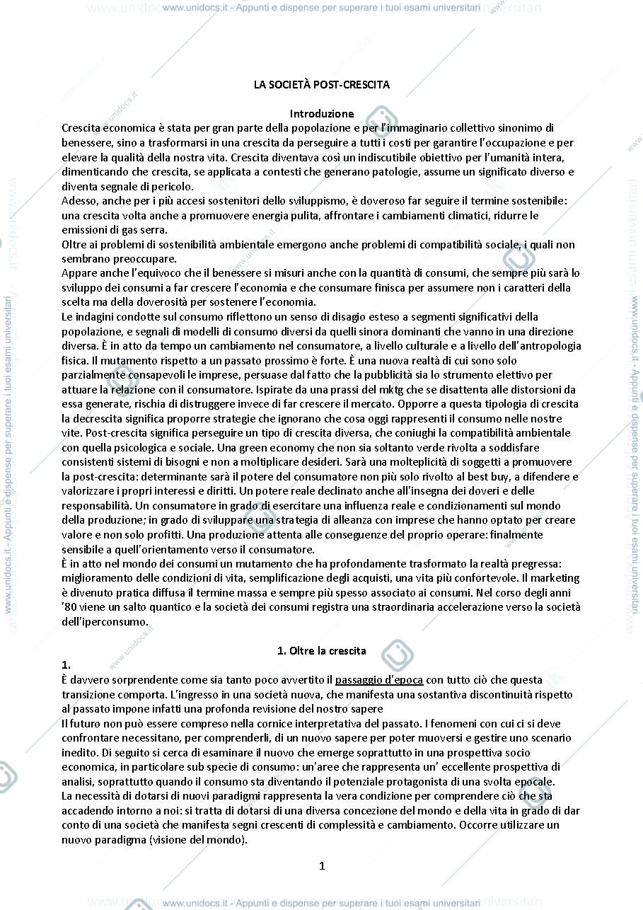 Anteprima pagina 1 — la società post crescita