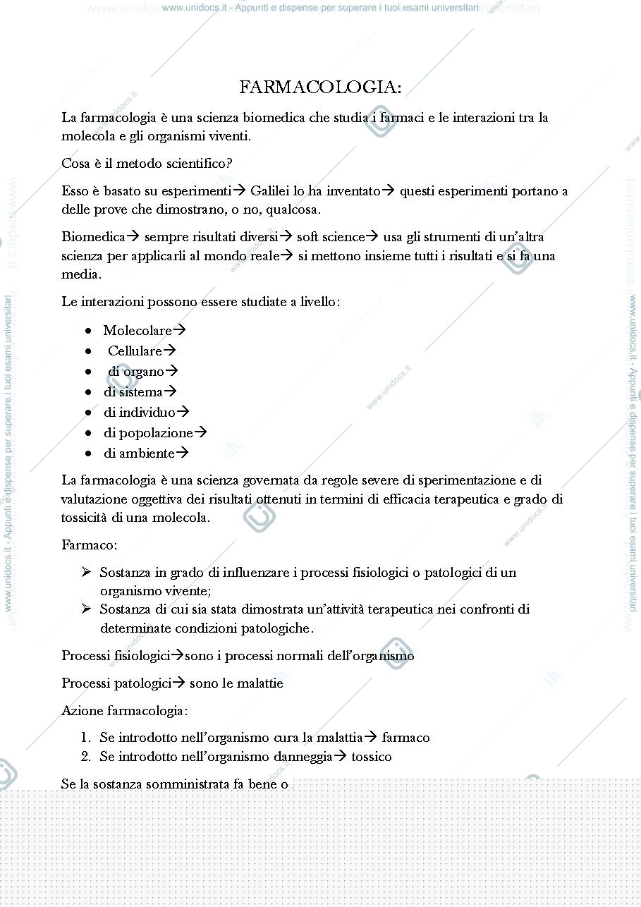 Anteprima pagina 1 — Introduzione alla farmacologia