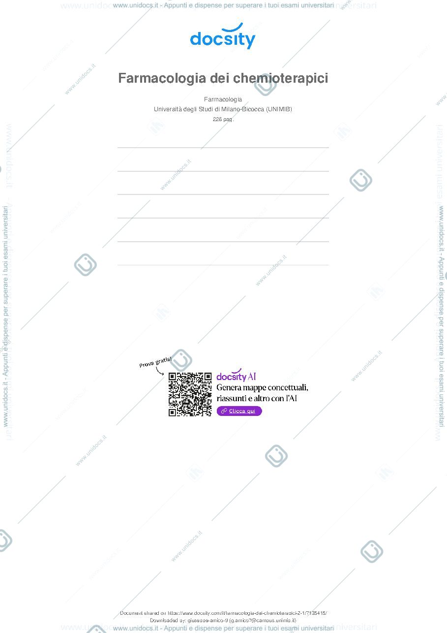 Anteprima pagina 1 — Farmacologia dei chemioterapici 