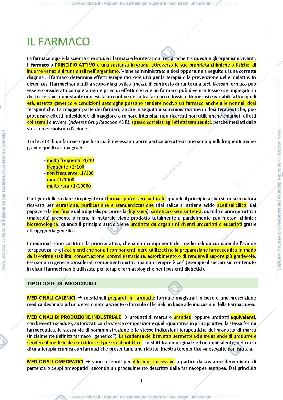 Anteprima pagina 1 — Farmacologia
