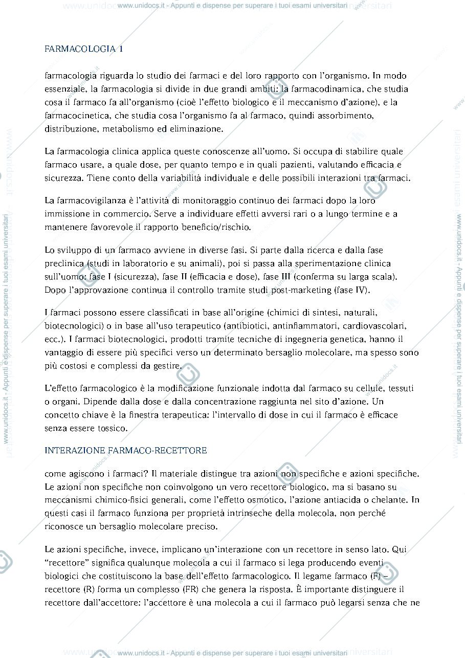Anteprima pagina 1 — Farmacologia 1