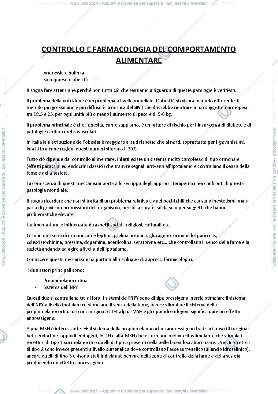 Anteprima pagina 1 — Comportamento alimentare