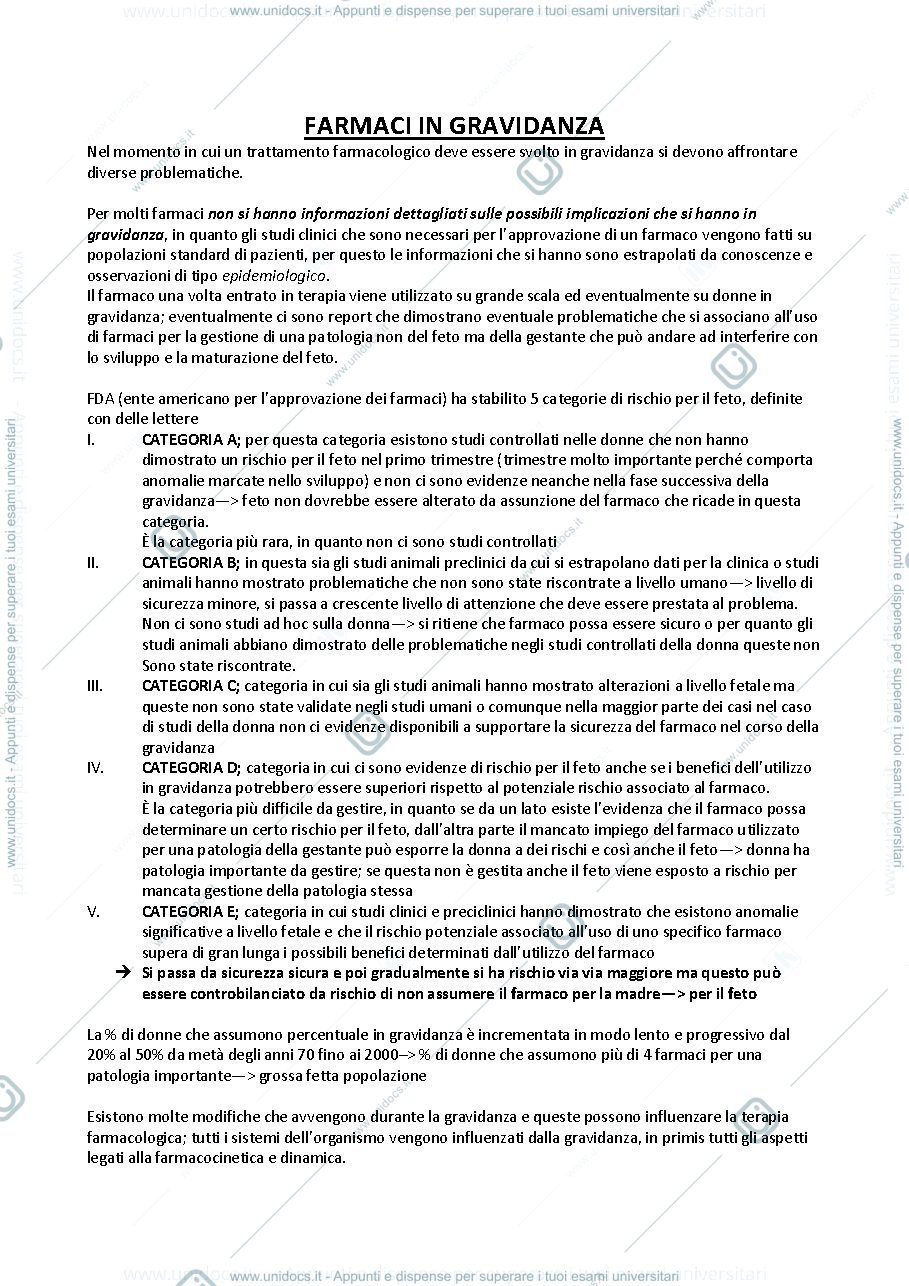 Anteprima pagina 1 — Farmaci in gravidanza