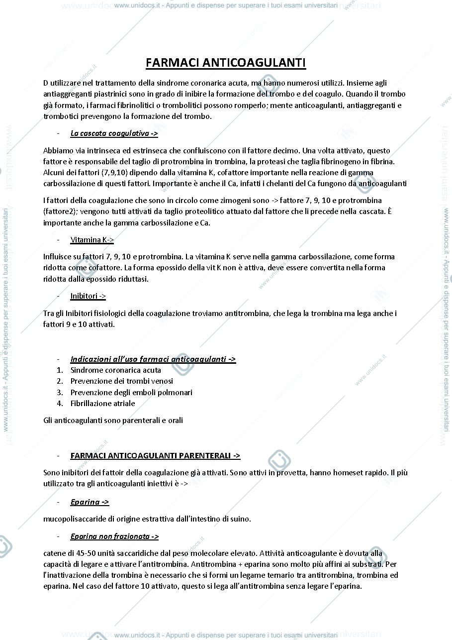 Anteprima pagina 1 — Anticoagulanti