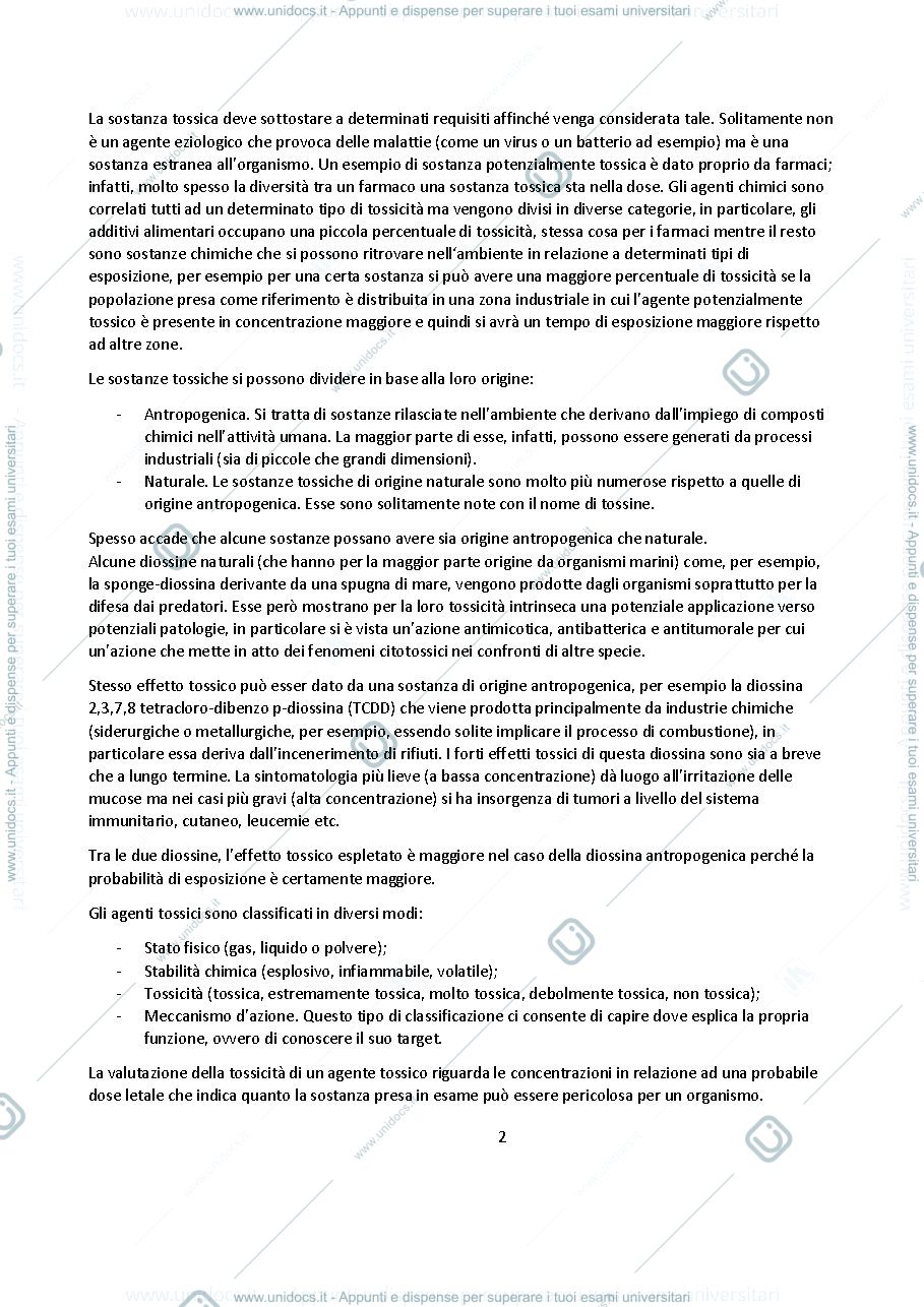 Anteprima pagina 2 — PARTE DI TOSSICOLOGIA