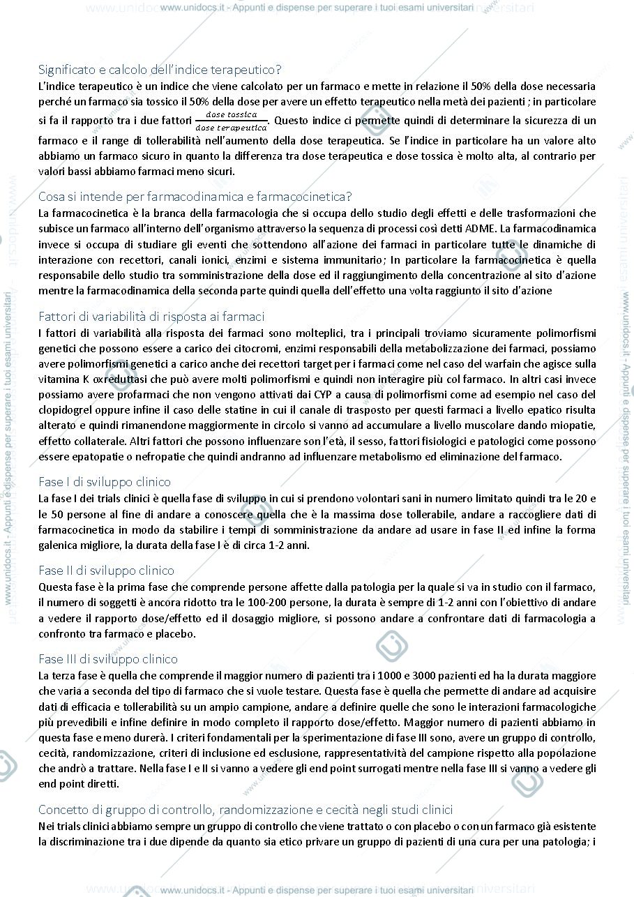 Anteprima pagina 1 — Risposte Farmacologia generale e farmacognosia 