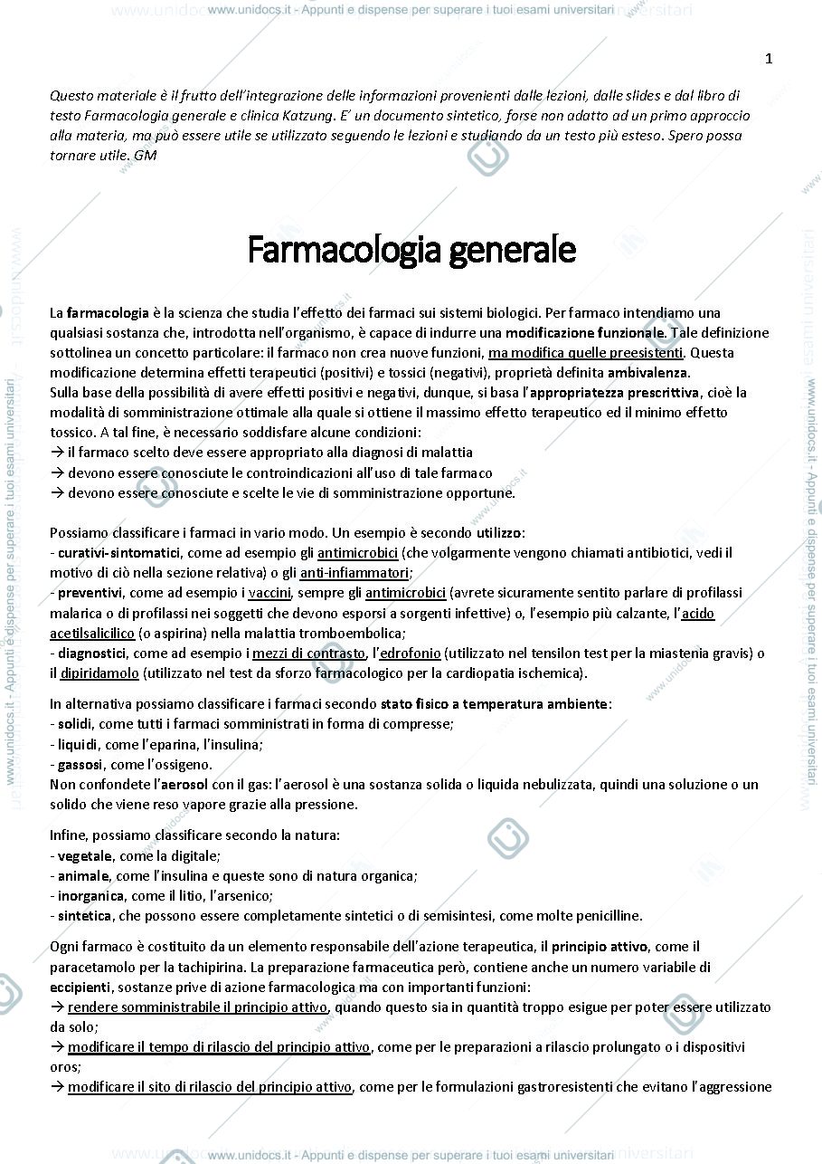 Anteprima pagina 1 — farmacologia generale