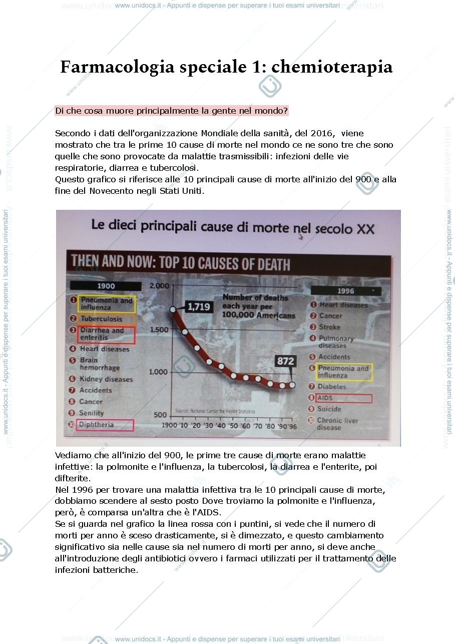 Anteprima pagina 1 — Farmacologia speciale, CHEMIOTERAPIA