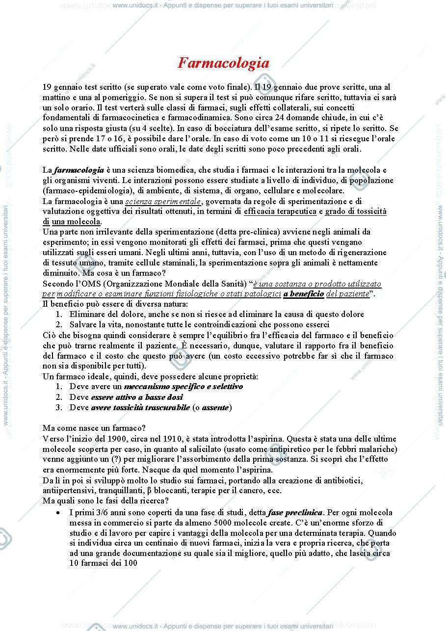 Anteprima pagina 1 — Farmacologia e Tossicologia
