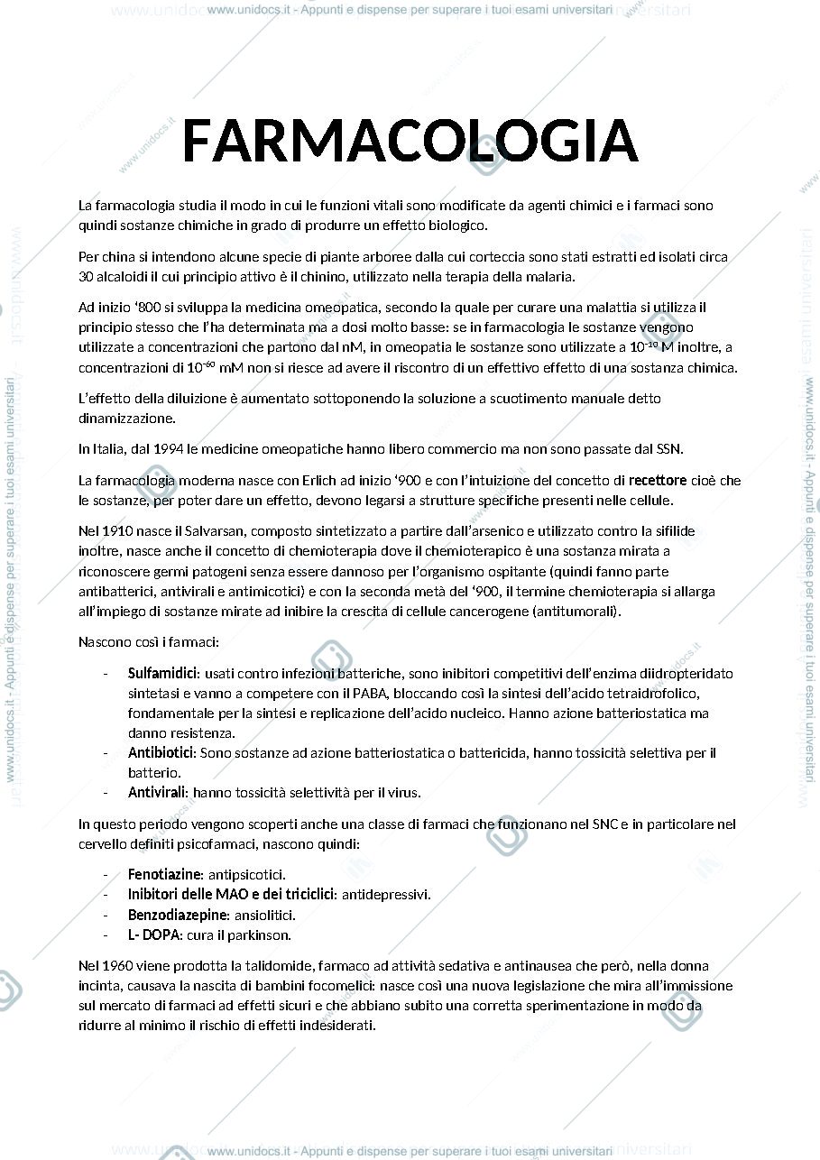 Anteprima pagina 1 — Farmacologia