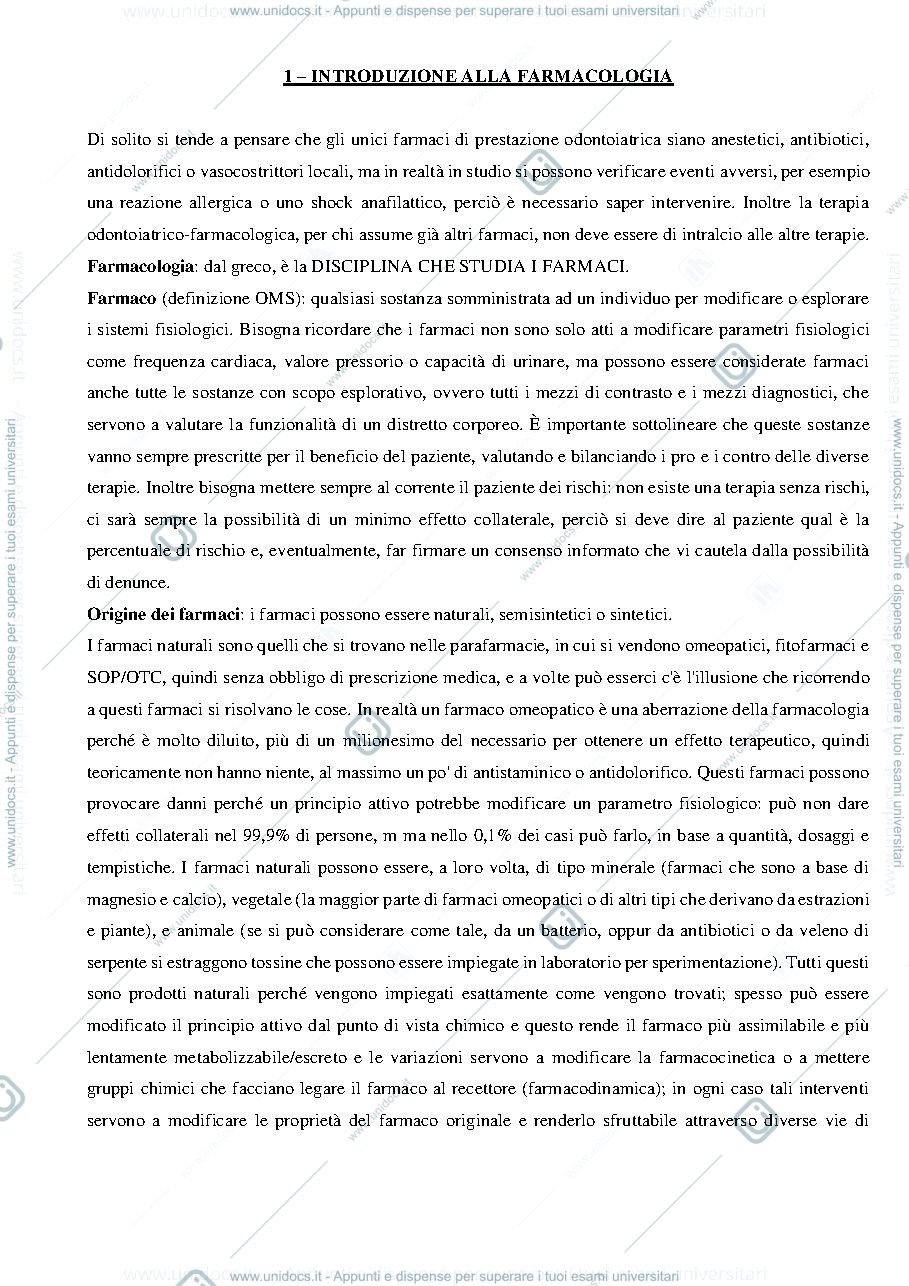 Anteprima pagina 1 — Farmacologia