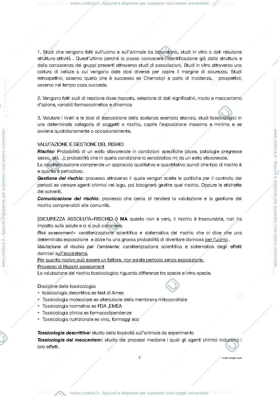 Anteprima pagina 2 — Appunti farmacovigilanza e tossicologia
