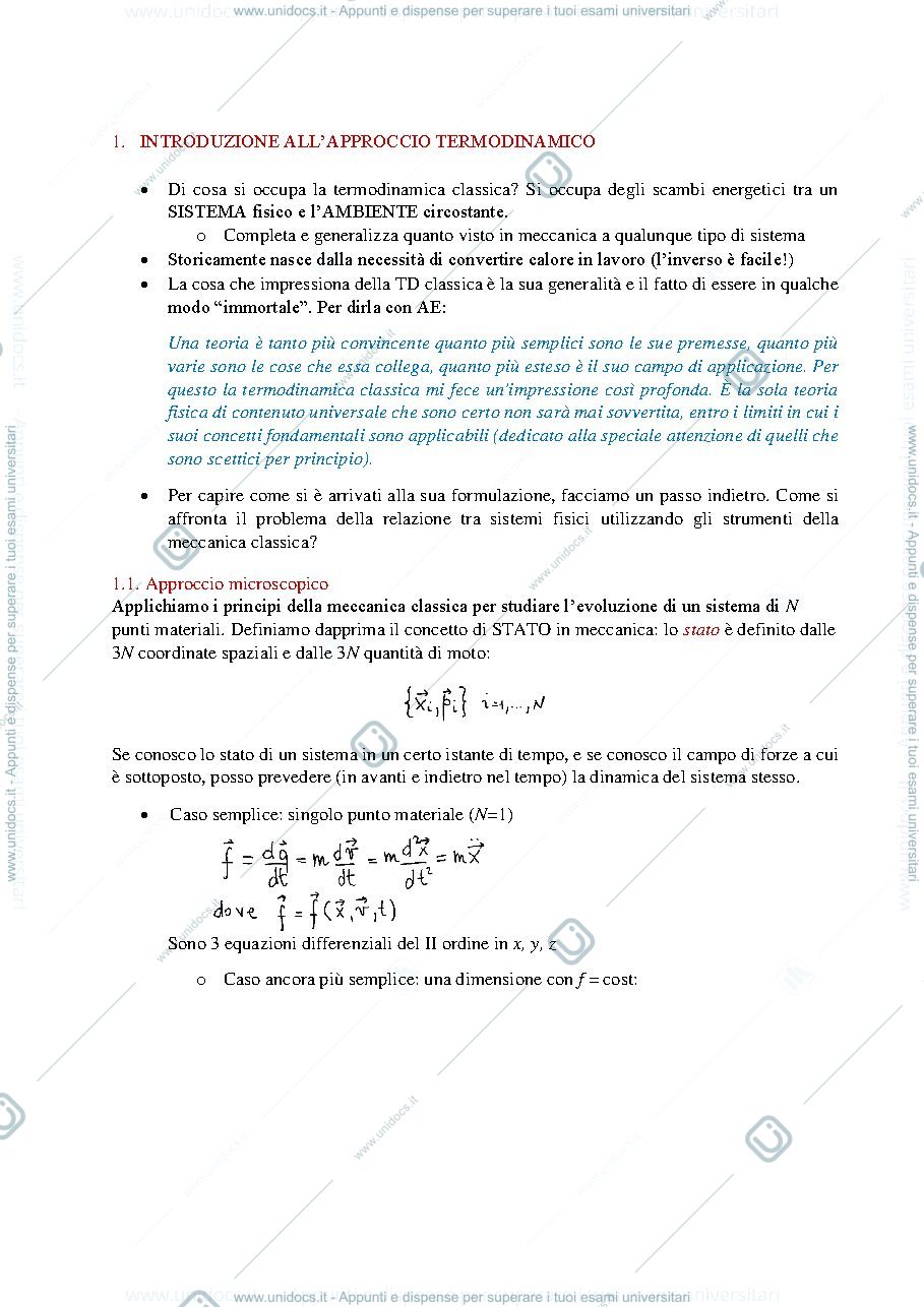 Anteprima pagina 1 — 01_Introduzione all'approccio termodinamico