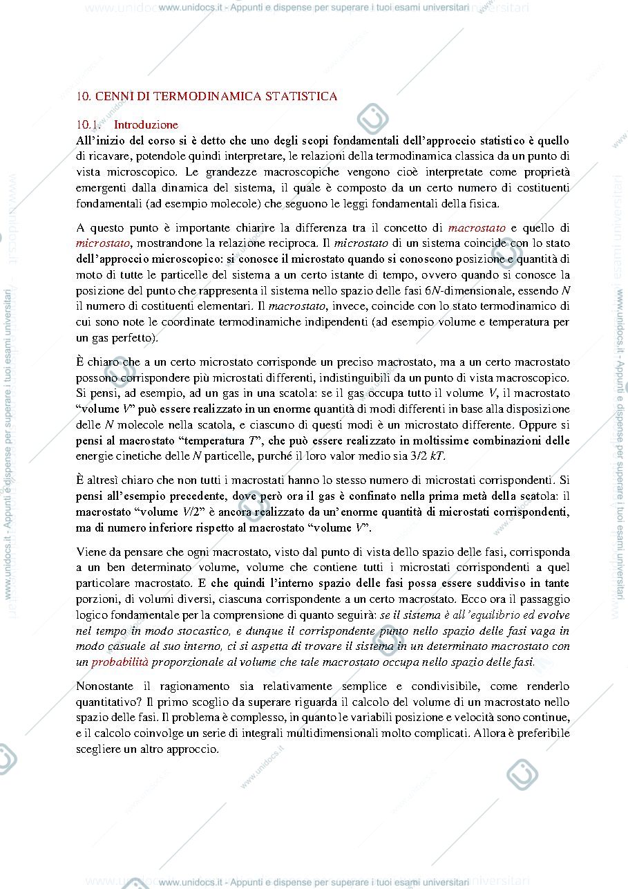 Anteprima pagina 1 — 10_Cenni di termodinamica statistica