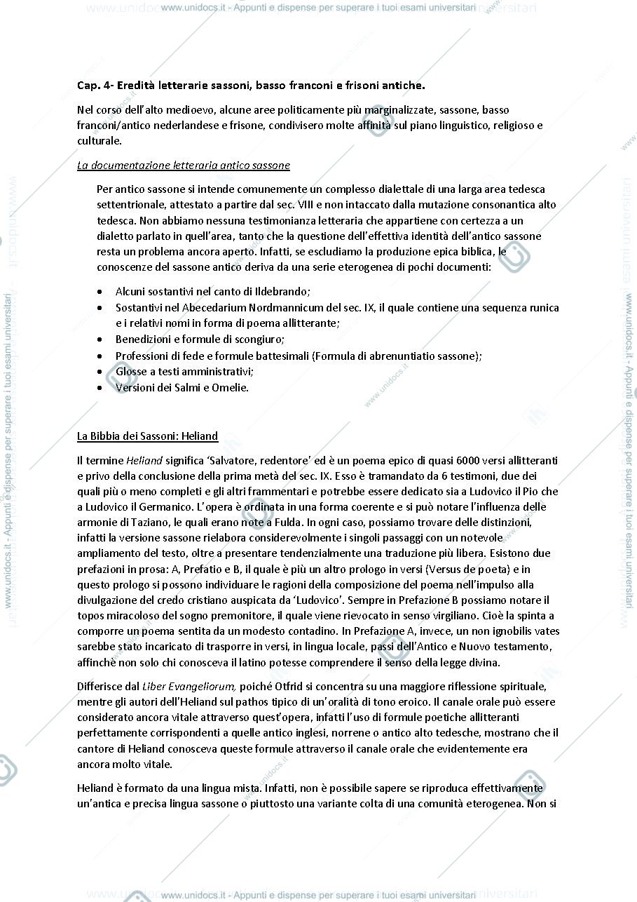 Anteprima pagina 1 — Riassunto Cap.4 di "Medioevo volgare germanico"