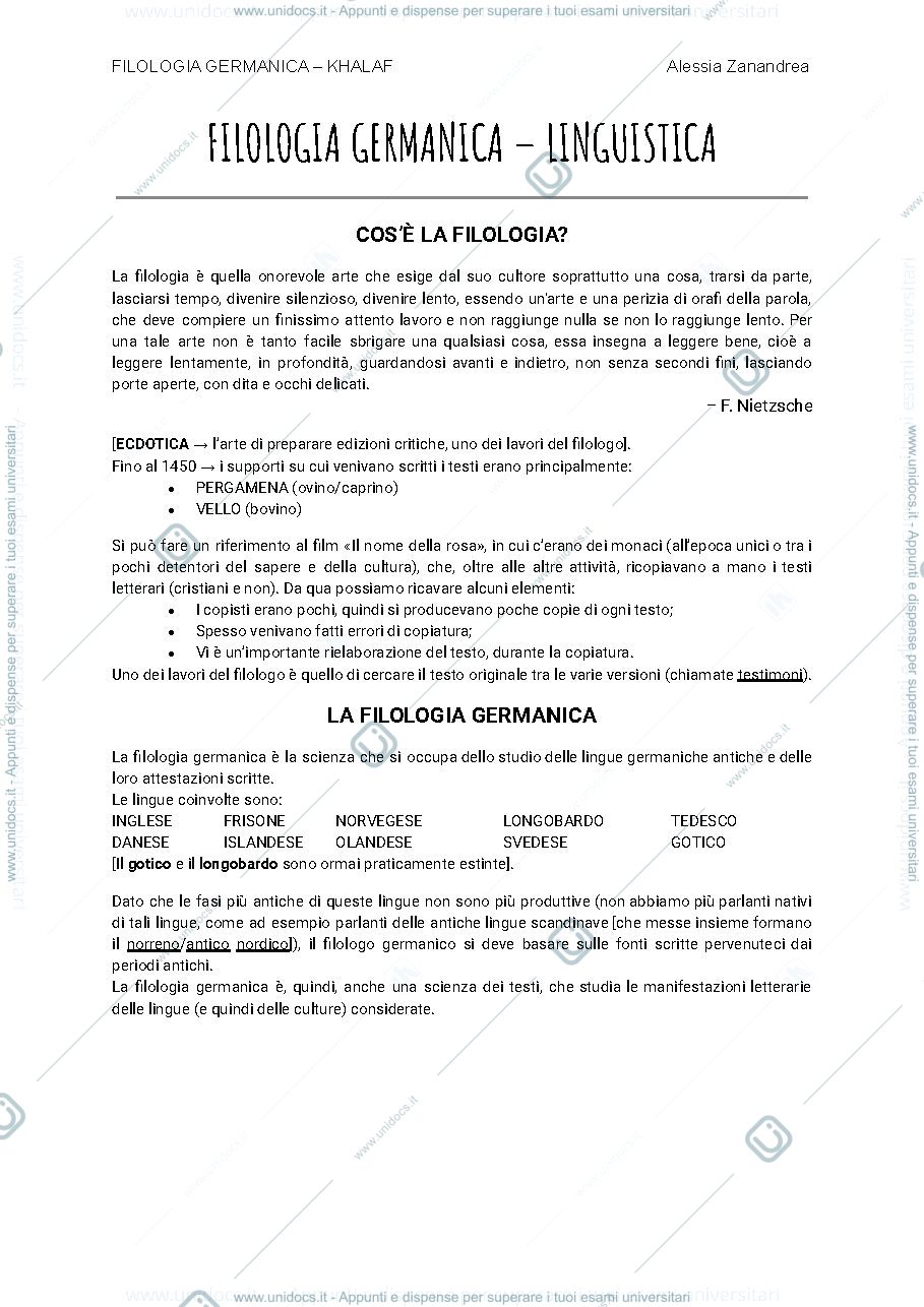 Anteprima pagina 1 — FILOLOGIA GERMANICA – LINGUISTICA