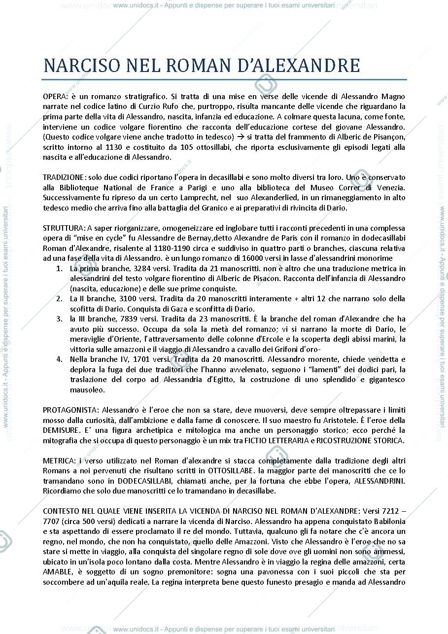 Anteprima pagina 1 — NARCISO NEL ROMAN D'ALEXANDRE