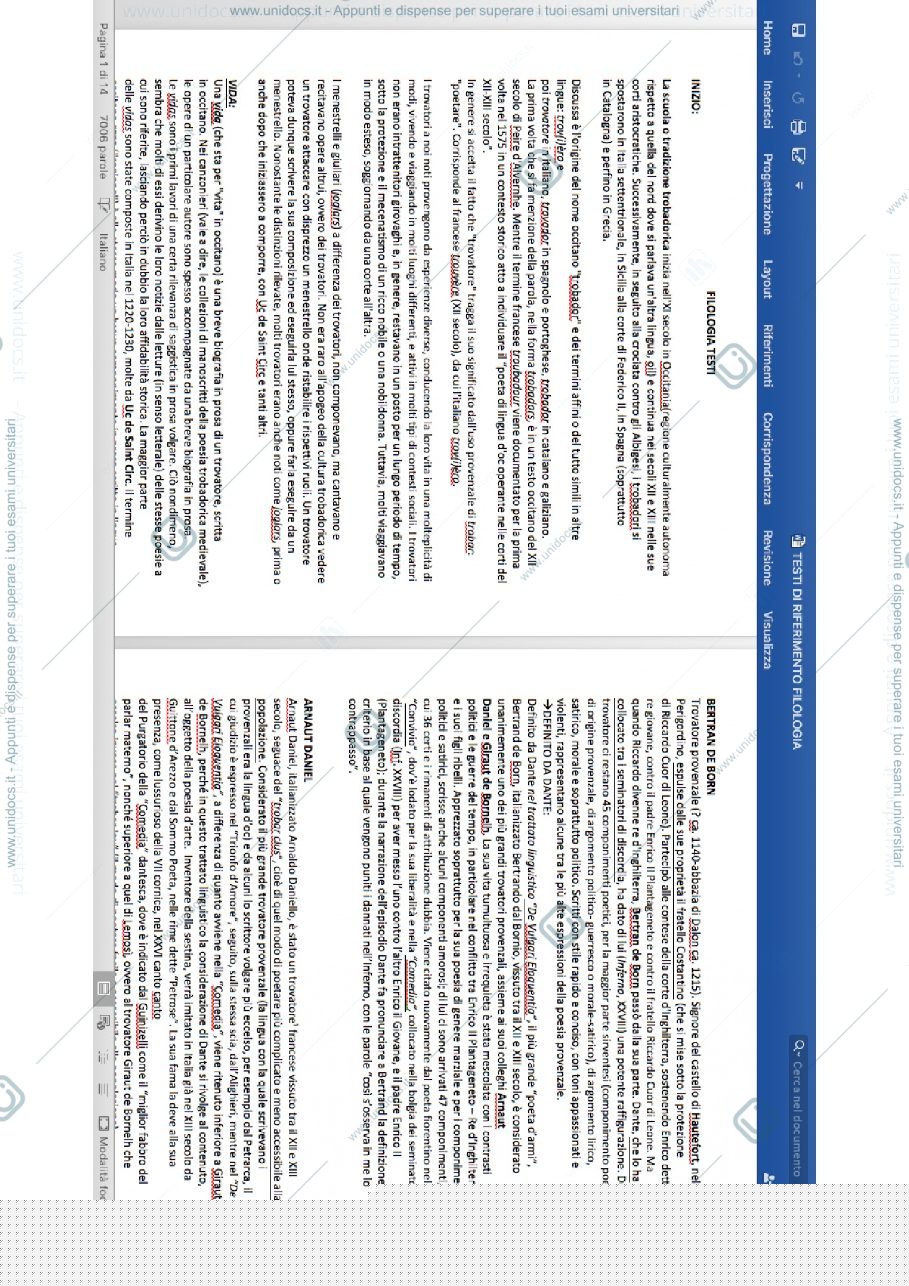 Anteprima pagina 1 — Testi di riferimento per l'esame: trobadores e Dante 