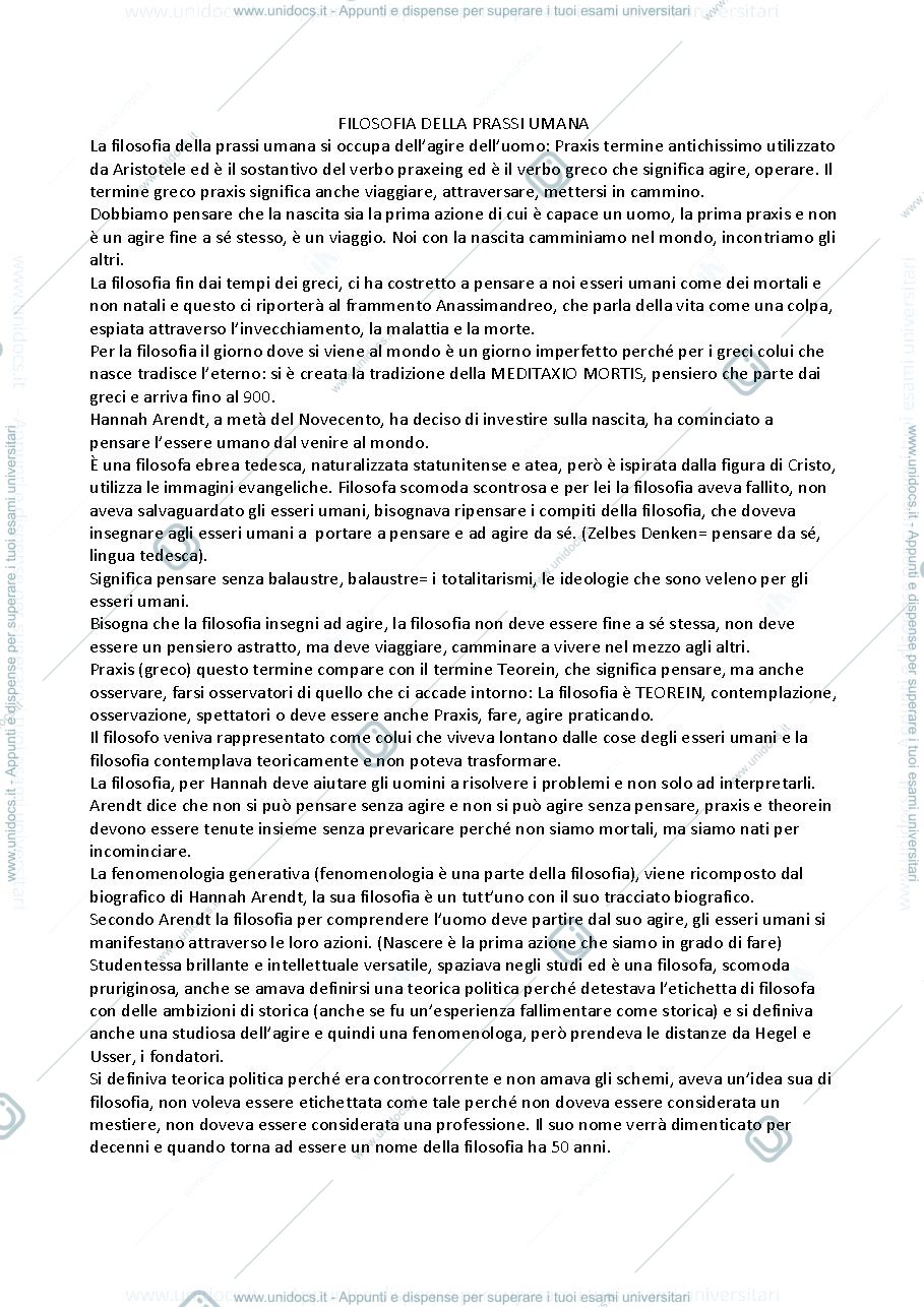 Anteprima pagina 1 — Lezioni Filosofia prassi umana