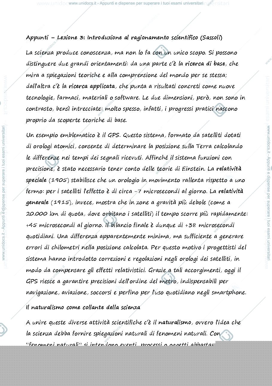 Anteprima pagina 1 — lezione 3 di "introduzione al metodo scientifico"