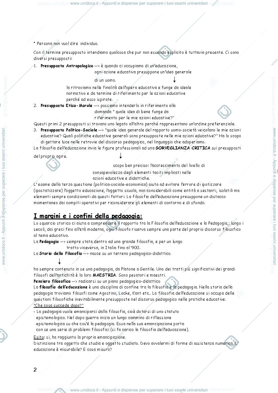 Anteprima pagina 2 — appunti di filosofia dell'educazione parte 1