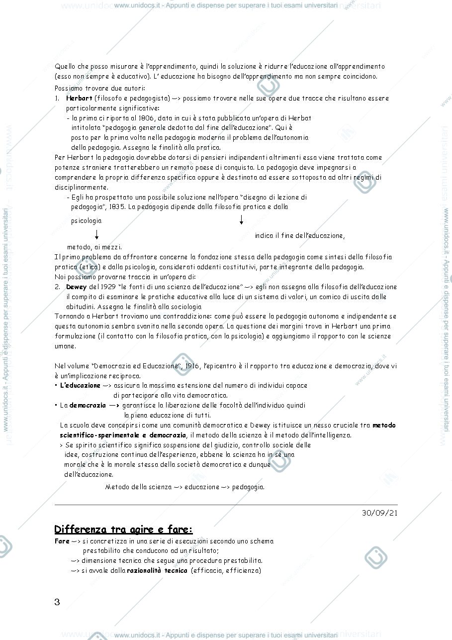 Anteprima pagina 3 — appunti di filosofia dell'educazione parte 1
