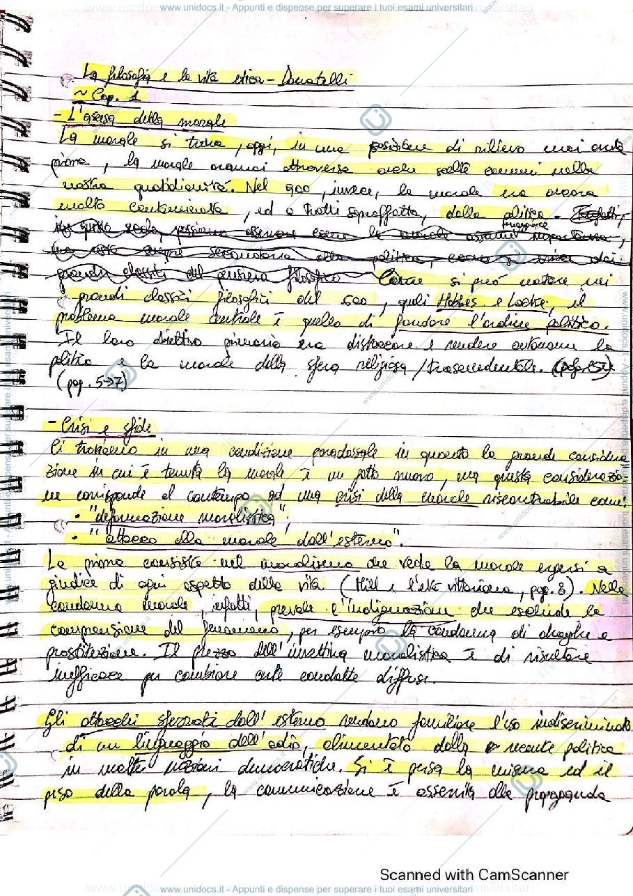 Anteprima pagina 1 — Riassunto libro "La filosofia e la vita etica"- Donatelli