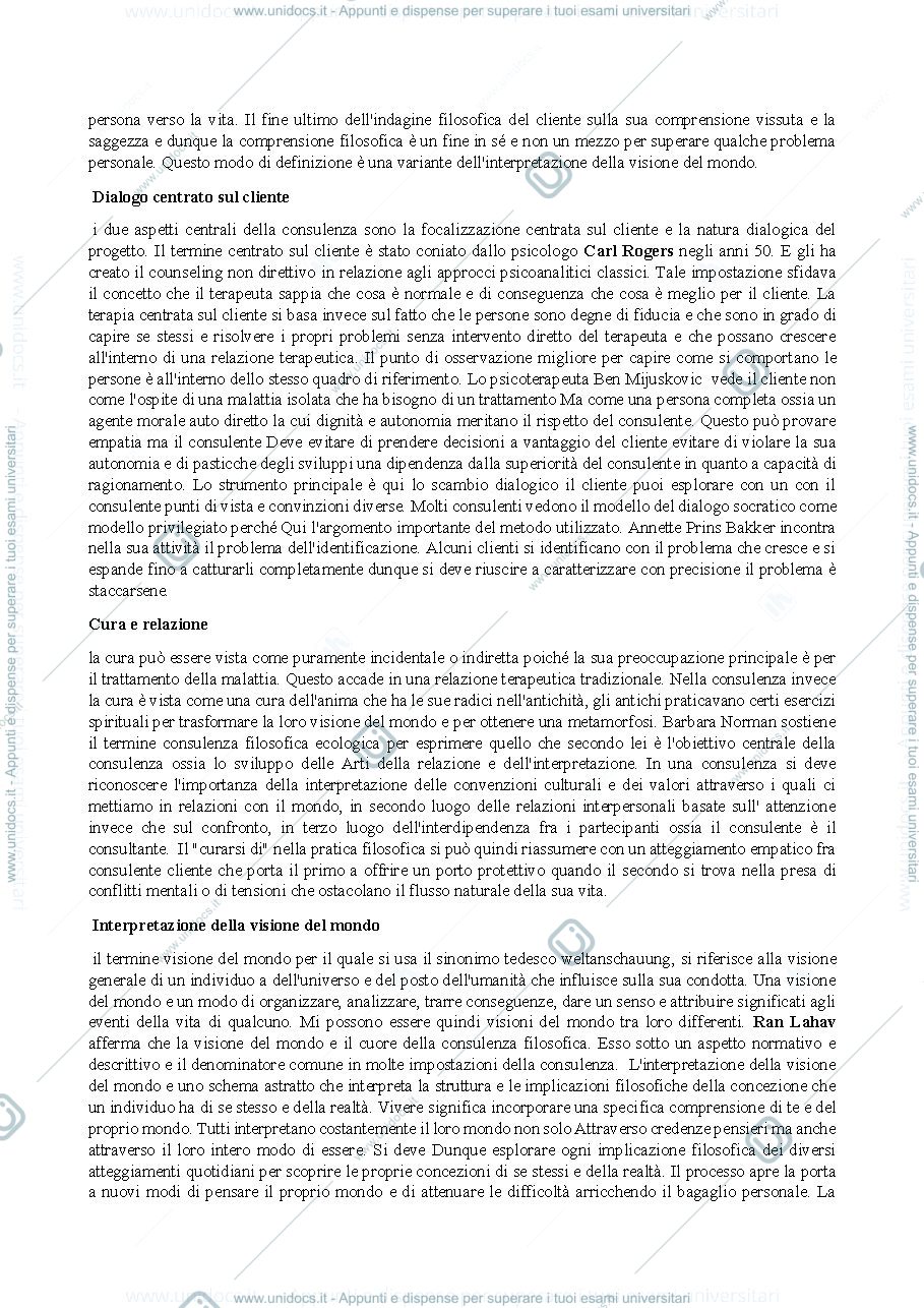 Anteprima pagina 2 — Riassunto testo P. B. RAABE, Teoria e pratica della consulenza filosofica