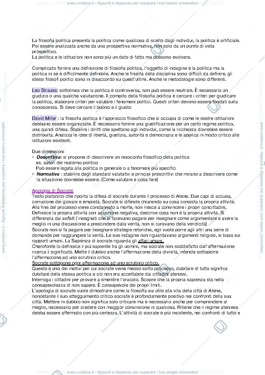 Anteprima pagina 1 — Appunti filosofia politica