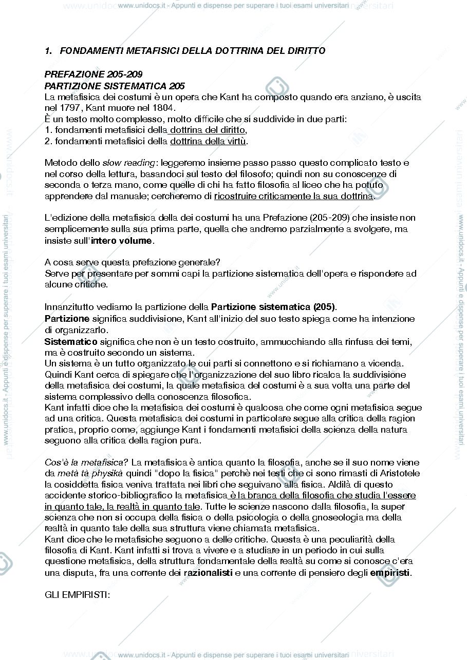 Anteprima pagina 1 — PREFAZIONE KANT- LA METAFISICA DEI COSTUMI 