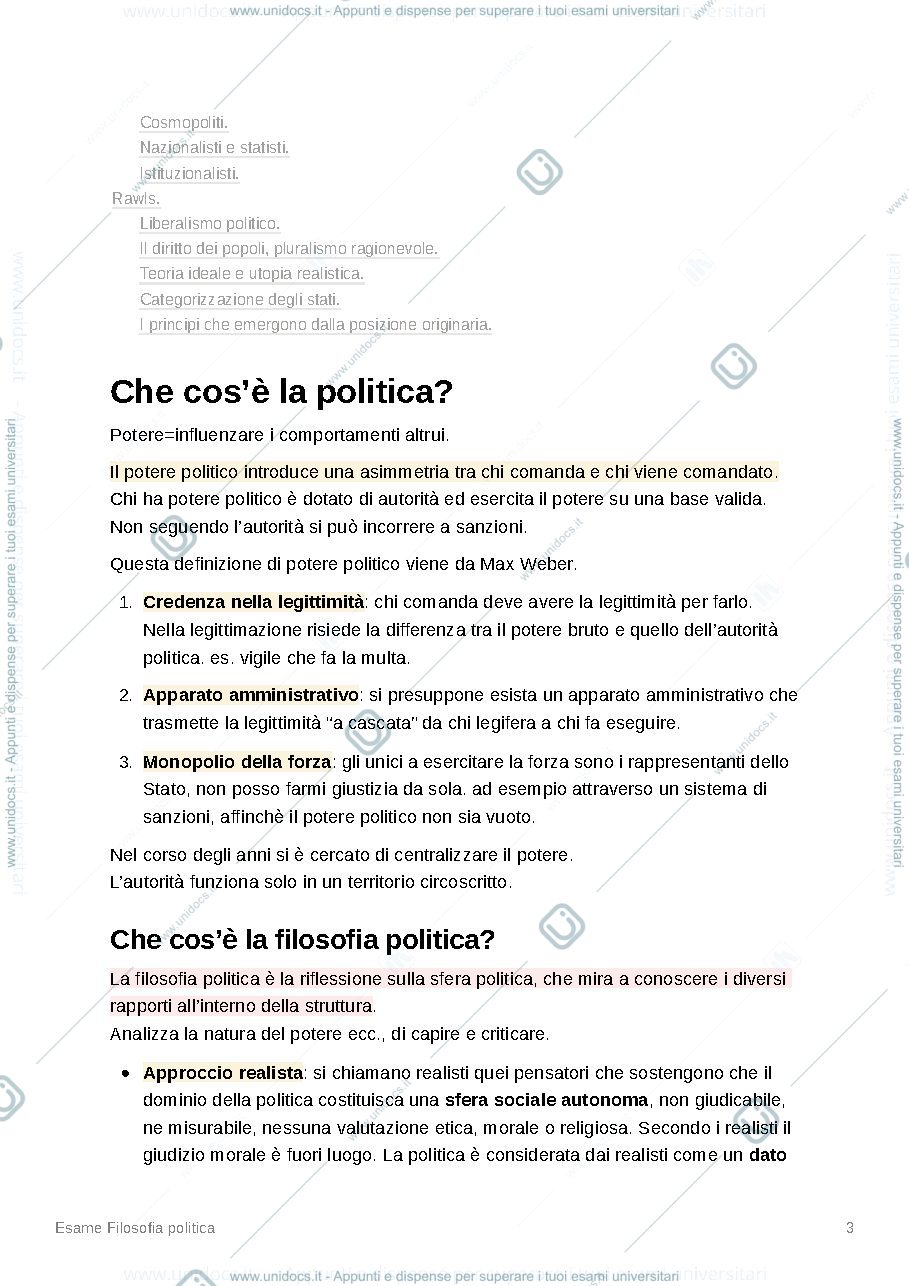 Anteprima pagina 3 — Esame filosofia politica