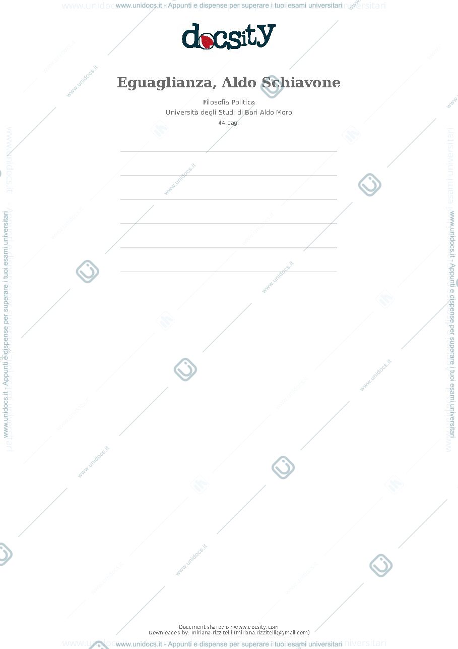 Anteprima pagina 1 — Riassunto libro Eguaglianza, Aldo Schiavone