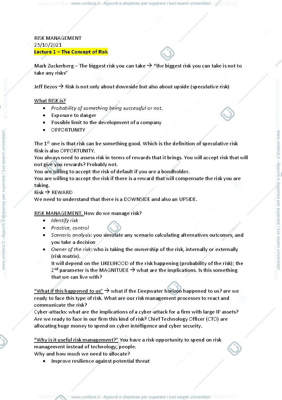 Anteprima pagina 1 — Risk Management