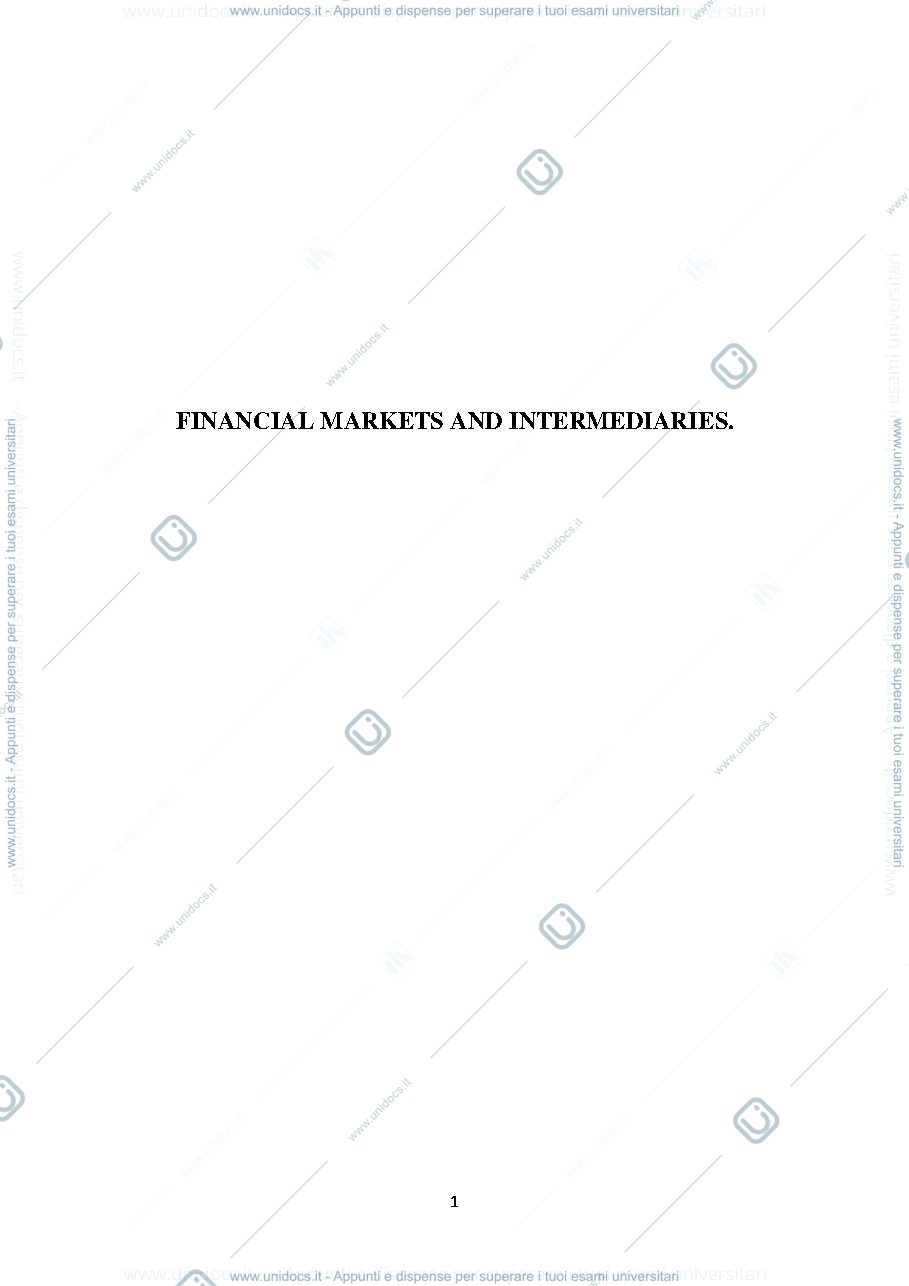 Anteprima pagina 1 — Financial market and intermediaries 